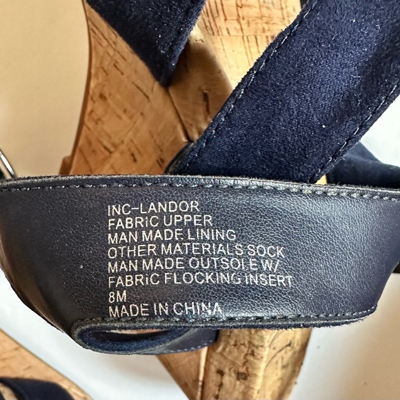 INC International Concepts Size 8 Navy Blue Landor Wedge Sandal - Picture 4 of 8